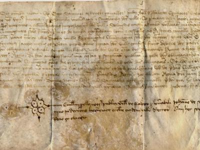 Un dels pergamins retornats de l’any 1419, amb informació relativa a la comunitat jueva de Falset